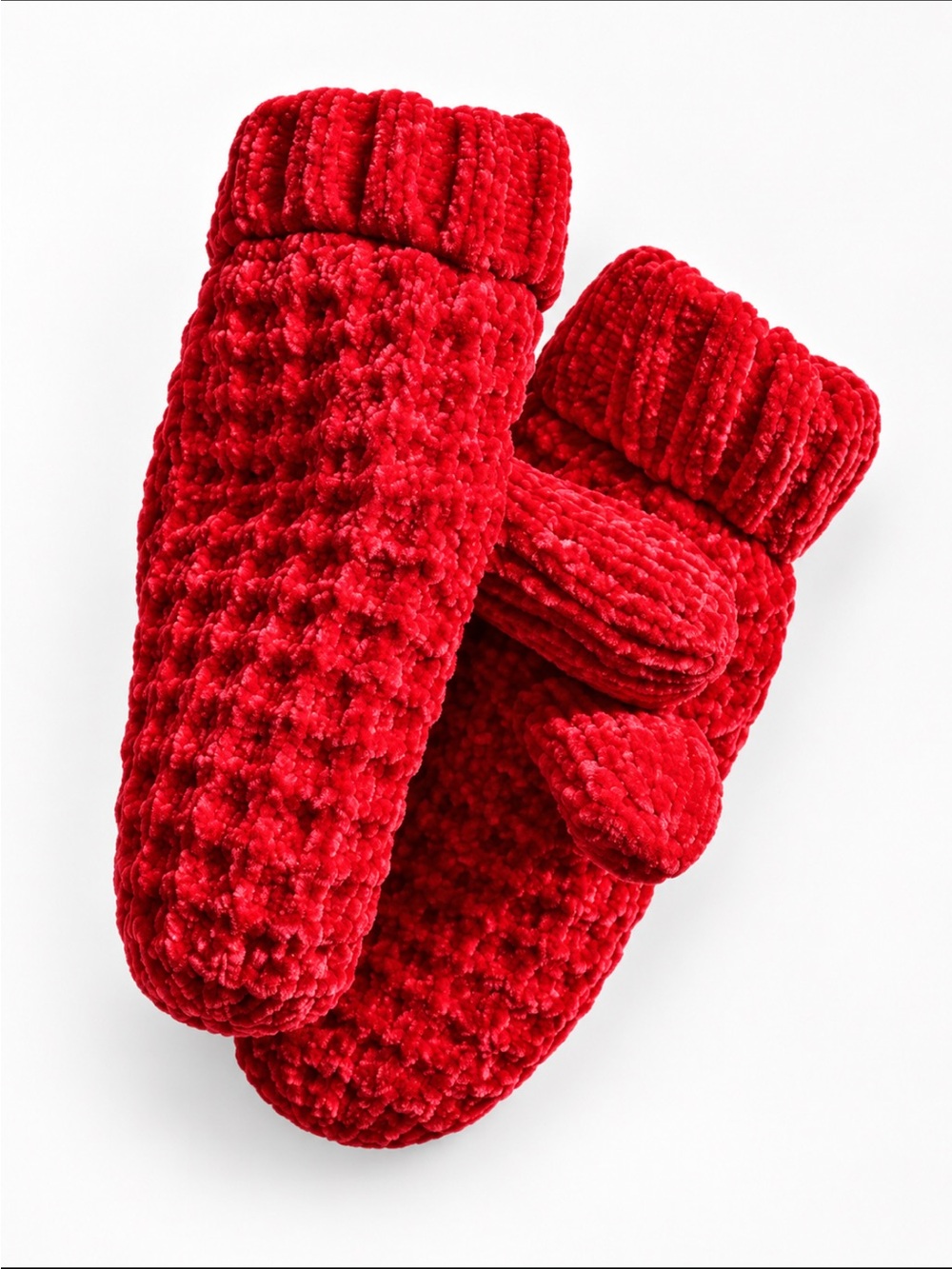 LandsEnd Women’s Fleece Lined Waffle Chenille Winter Mittens Cozy Toasty Warm 🔥